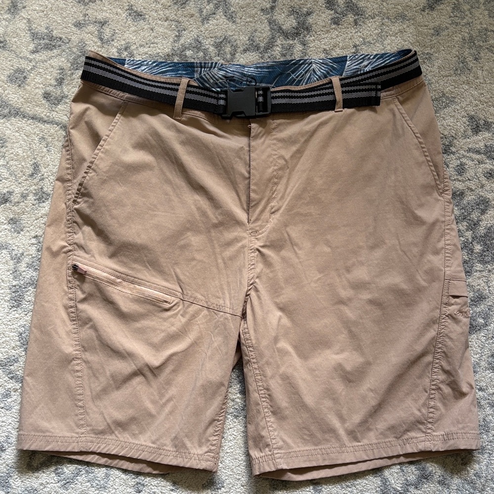 Men's Reel Life Tan Shorts with Belt